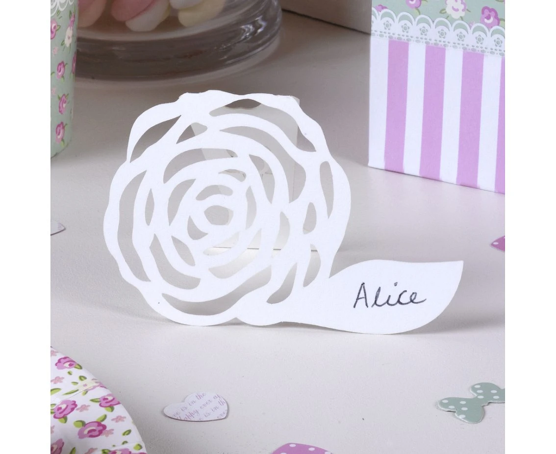 Standing place card Frills&spills, white, 10 pcs