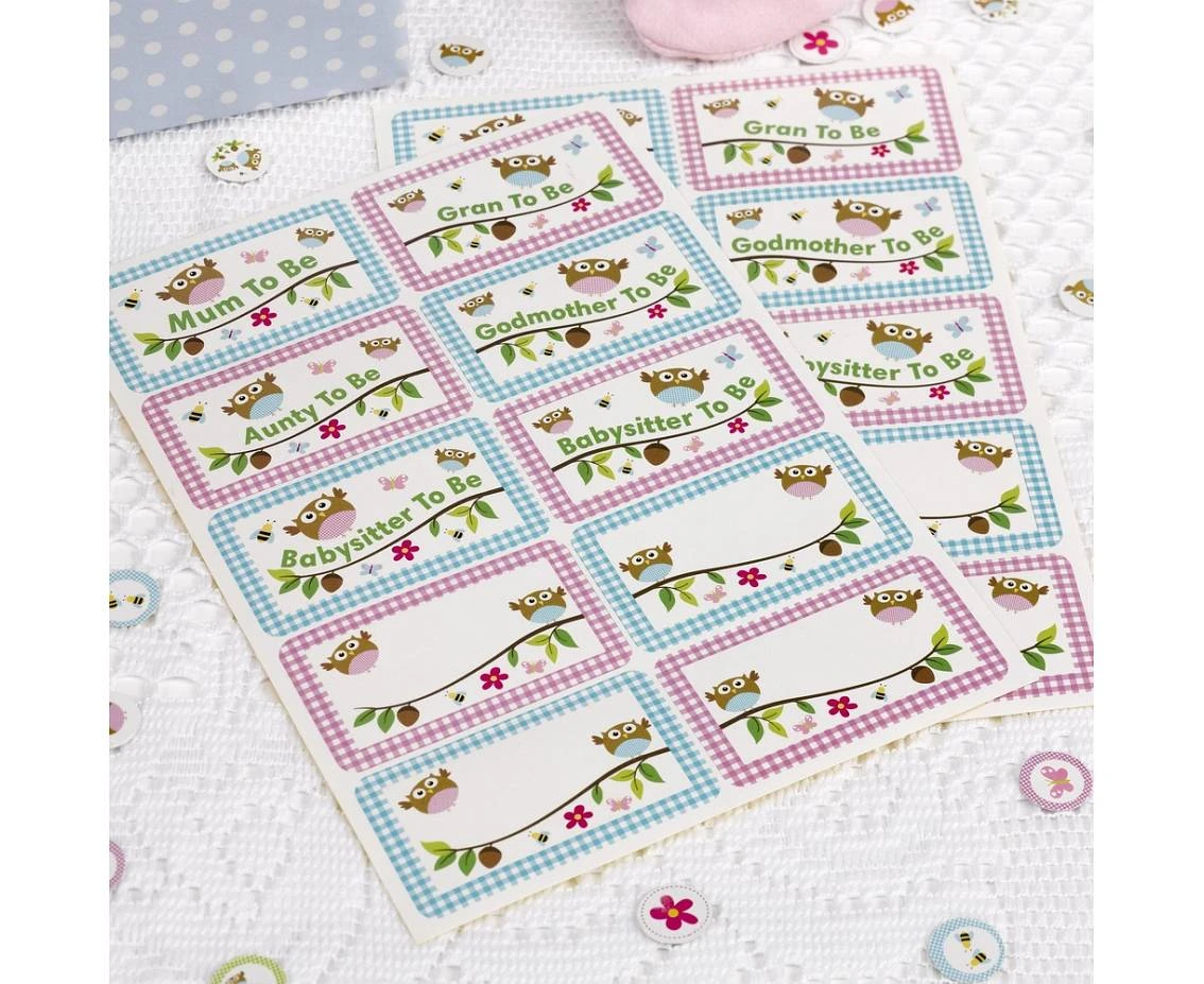 Name stickers Little owls, 20 pcs
