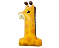 Foil balloon Giraffe - digit 1, 80 cm