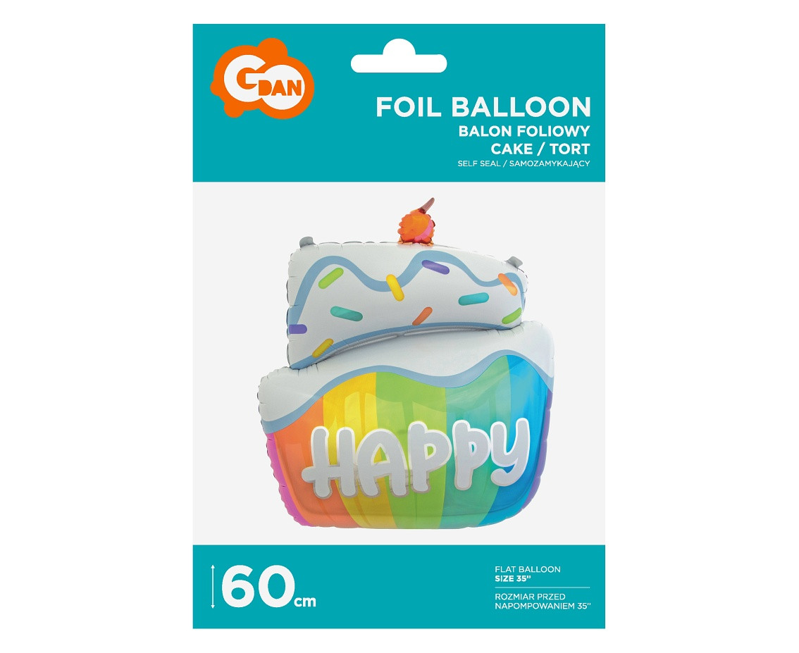 Foil balloon Happy Cake, 60 cm EOL