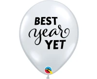 Balloons Anagram 11", QL "Best year yet", mixed colors, 25pcs EOL