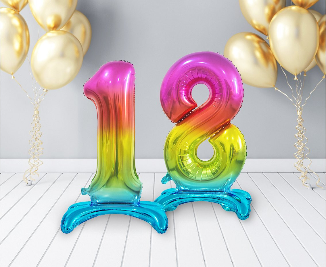 B&C standing foil balloon Digit 1, rainbow colour, 74 cm