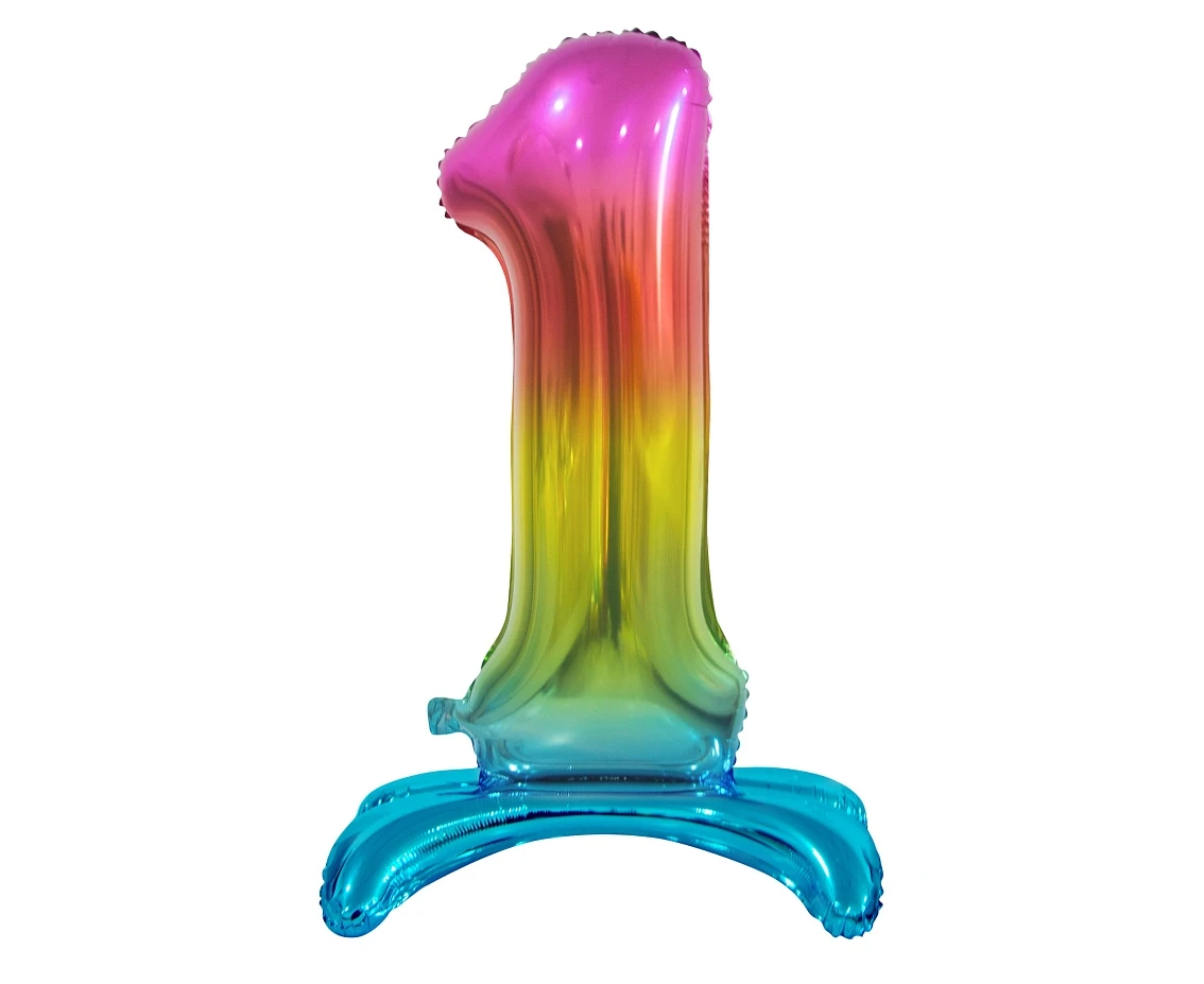 B&C standing foil balloon Digit 1, rainbow colour, 74 cm