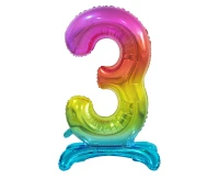 B&C standing foil balloon Digit 3, rainbow colour, 74 cm