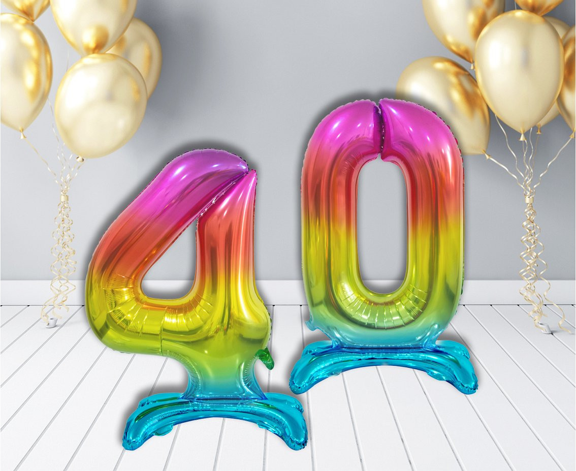 B&C standing foil balloon Digit 4, rainbow colour, 74 cm