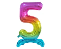 B&C standing foil balloon Digit 5, rainbow colour, 74 cm