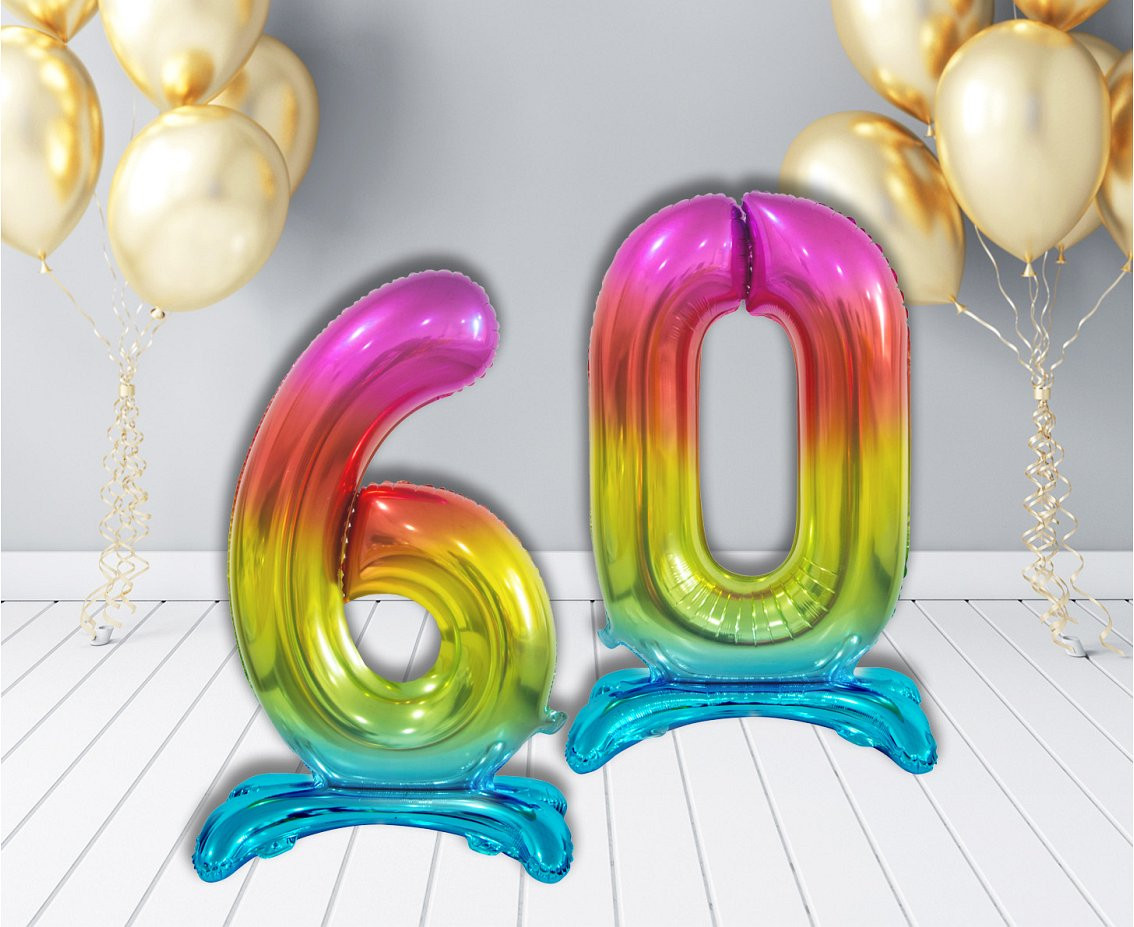 B&C standing foil balloon Digit 6, rainbow colour, 74 cm