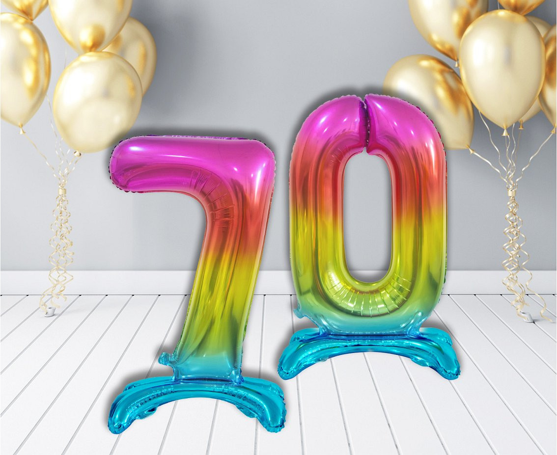 B&C standing foil balloon Digit 7, rainbow colour, 74 cm