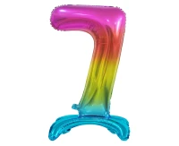B&C standing foil balloon Digit 7, rainbow colour, 74 cm