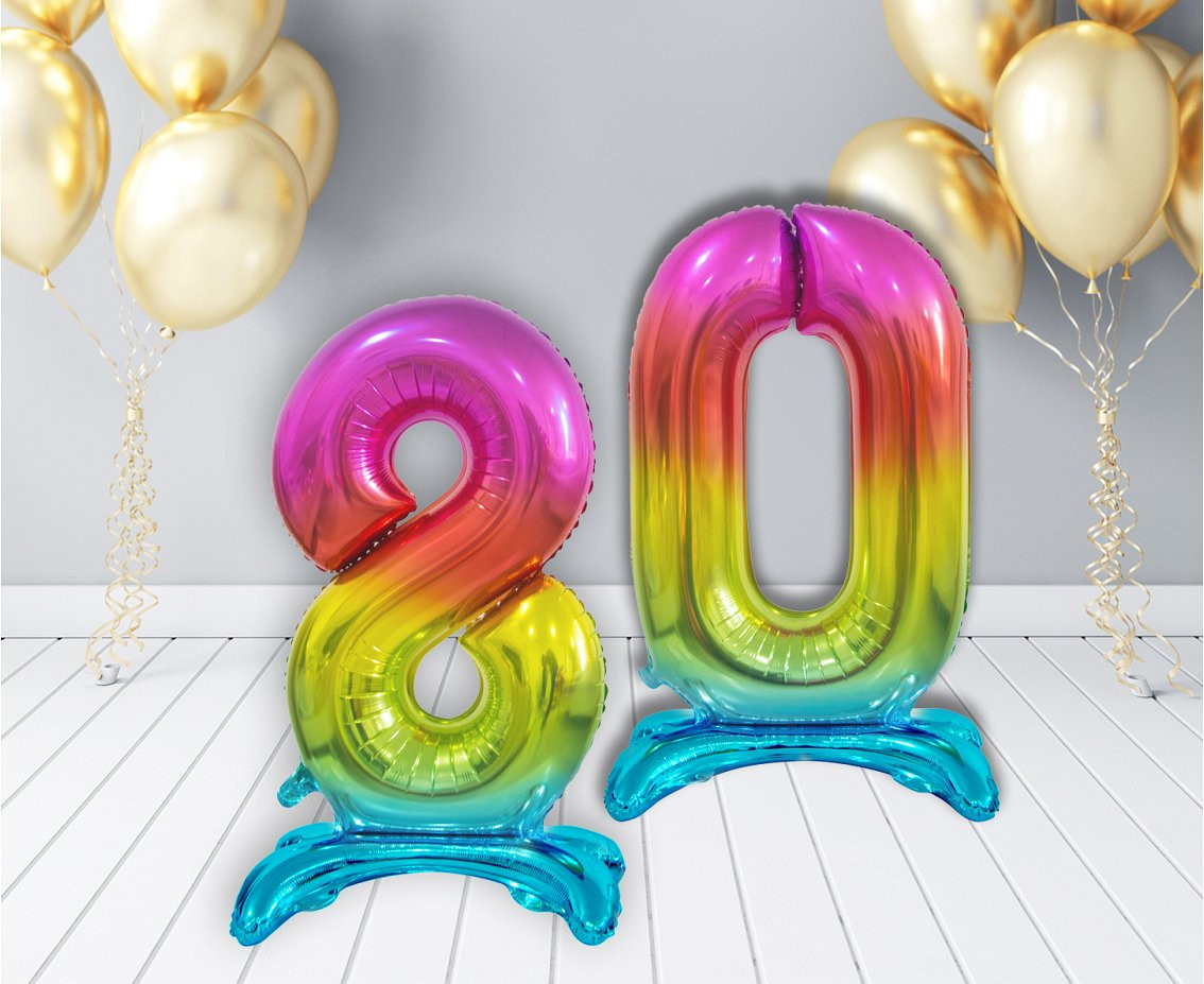 B&C standing foil balloon Digit 8, rainbow colour, 74 cm