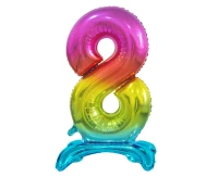 B&C standing foil balloon Digit 8, rainbow colour, 74 cm