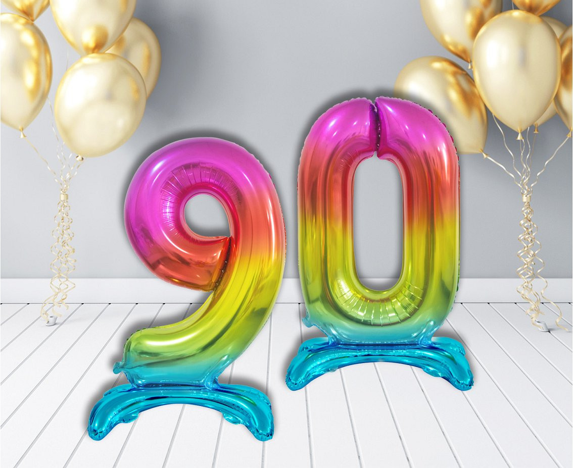 B&C standing foil balloon Digit 9, rainbow colour, 74 cm