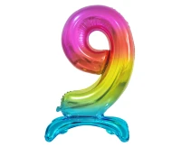 B&C standing foil balloon Digit 9, rainbow colour, 74 cm