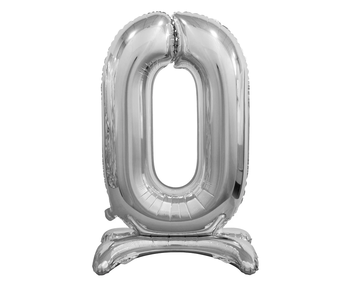 B&C standing foil balloon Digit 0, silver, 74 cm