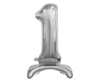 B&C standing foil balloon Digit 1, silver, 74 cm