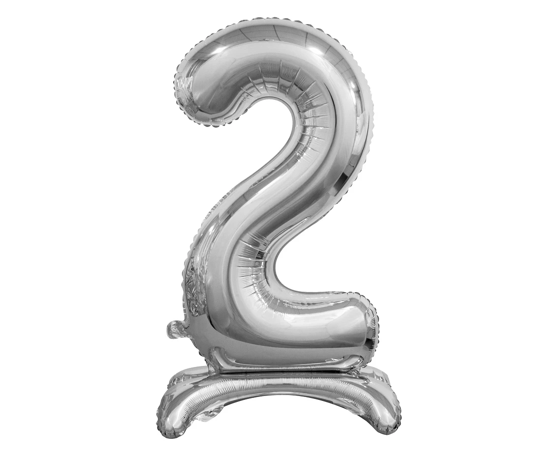 B&C standing foil balloon Digit 2, silver, 74 cm