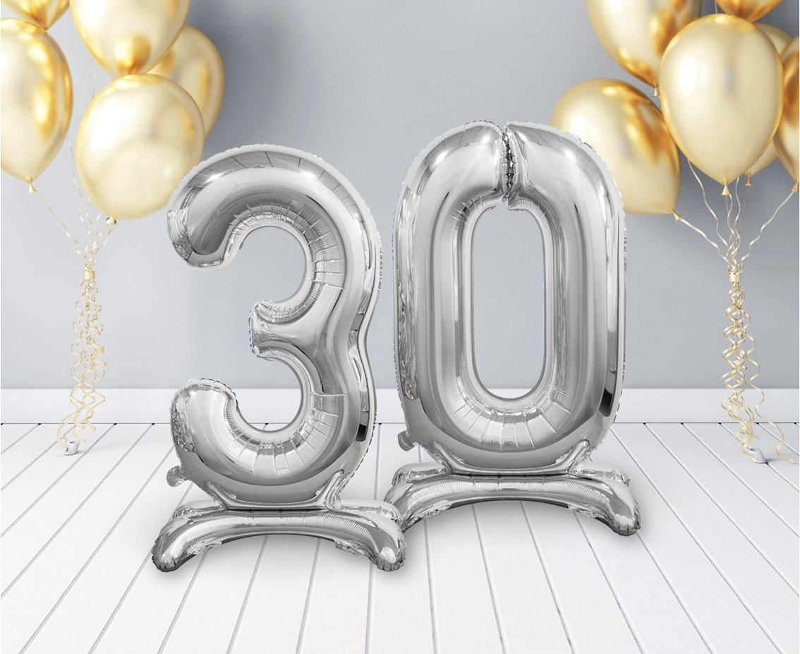 B&C standing foil balloon Digit 3, silver, 74 cm