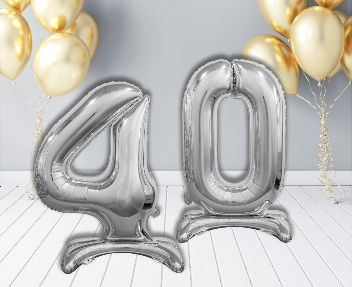 B&C standing foil balloon Digit 4, silver, 74 cm