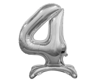 B&C standing foil balloon Digit 4, silver, 74 cm