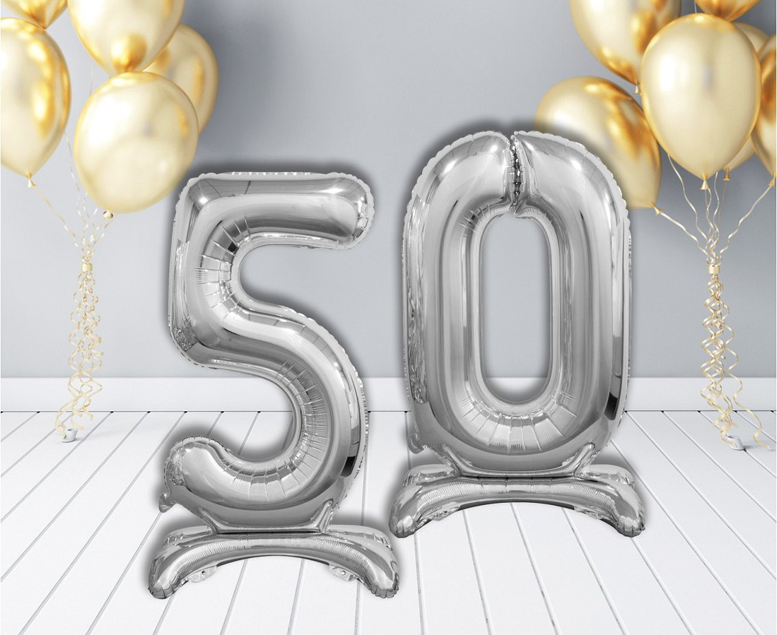 B&C standing foil balloon Digit 5, silver, 74 cm