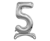B&C standing foil balloon Digit 5, silver, 74 cm
