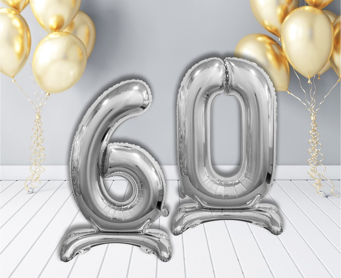B&C standing foil balloon Digit 6, silver, 74 cm