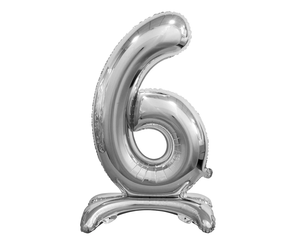 B&C standing foil balloon Digit 6, silver, 74 cm