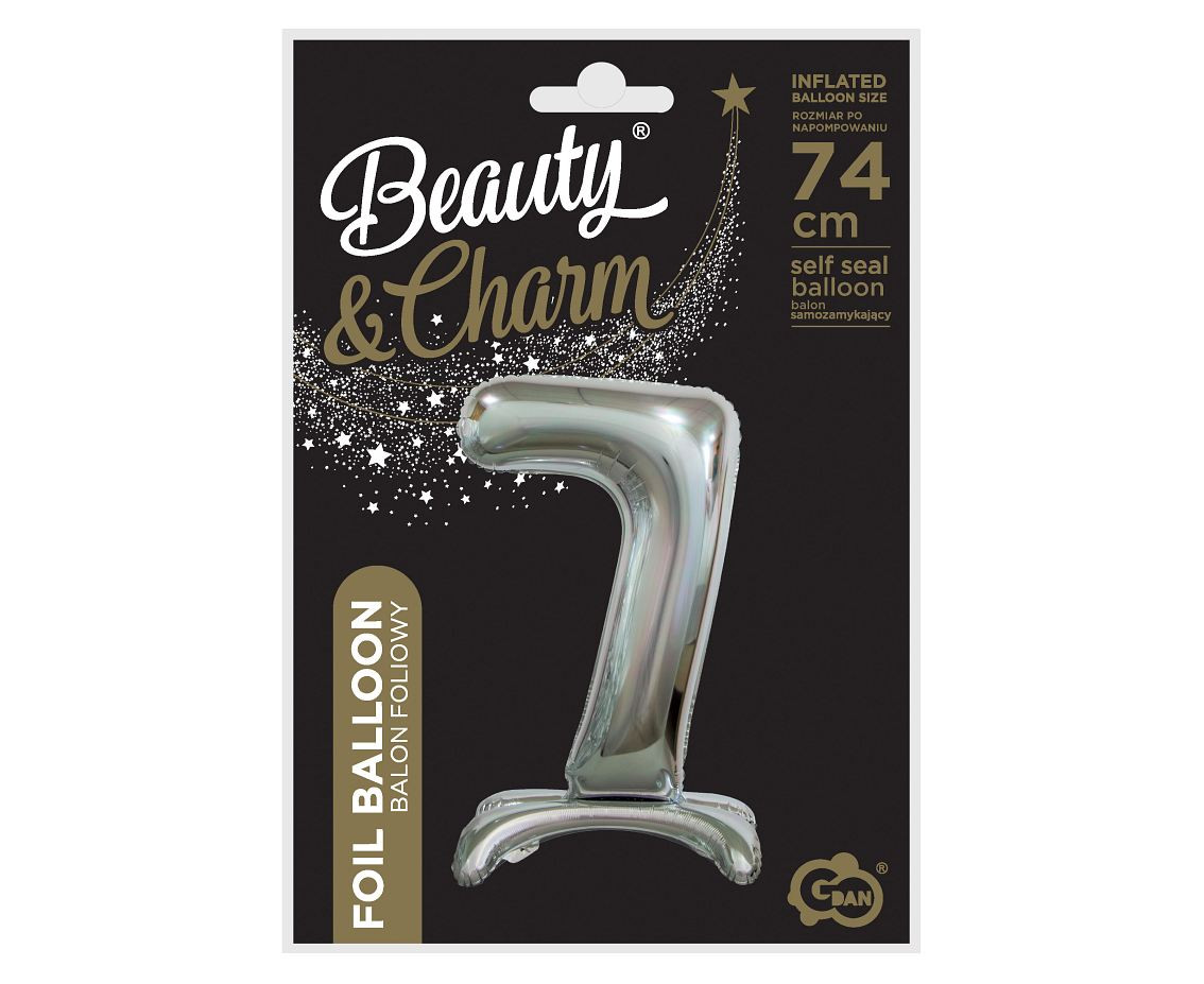 B&C standing foil balloon Digit 7, silver, 74 cm