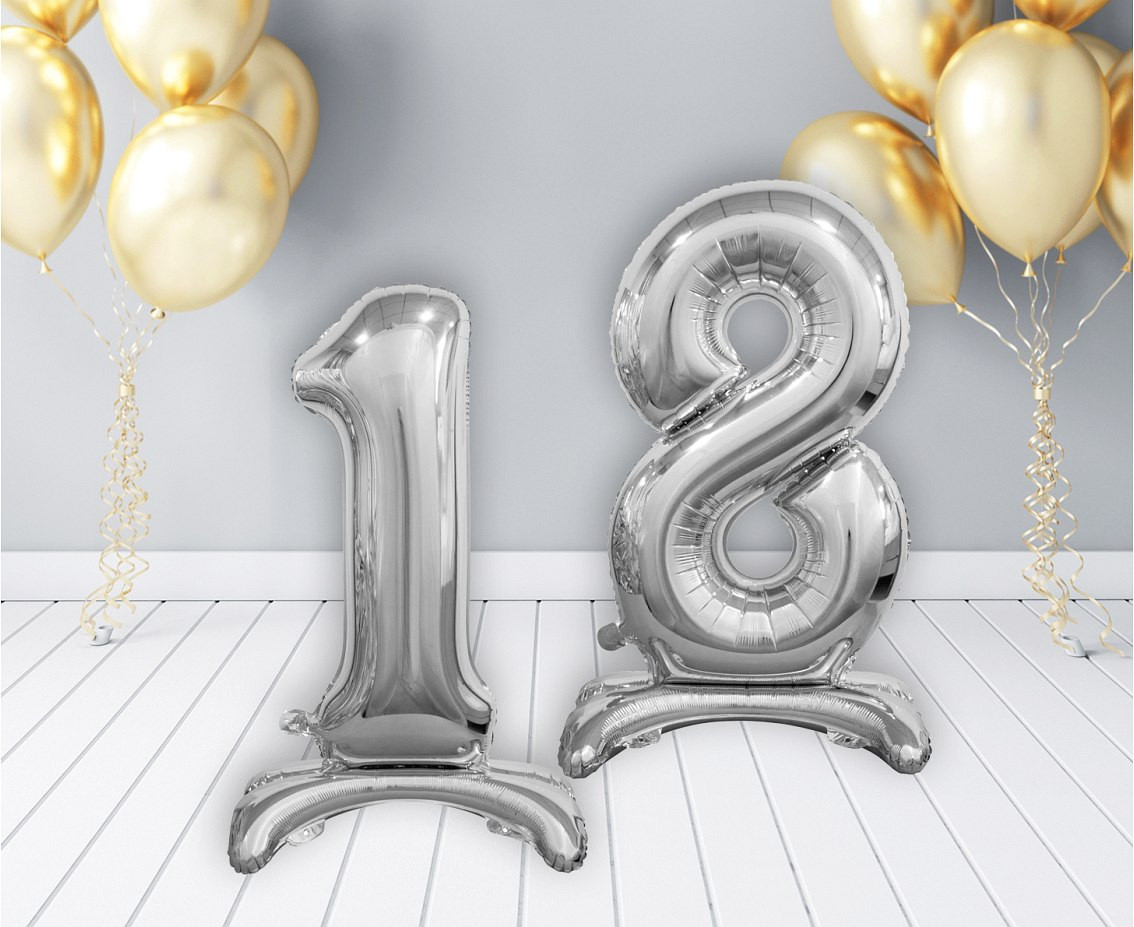 B&C standing foil balloon Digit 8, silver, 74 cm