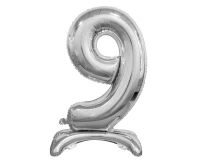 B&C standing foil balloon Digit 9, silver, 74 cm