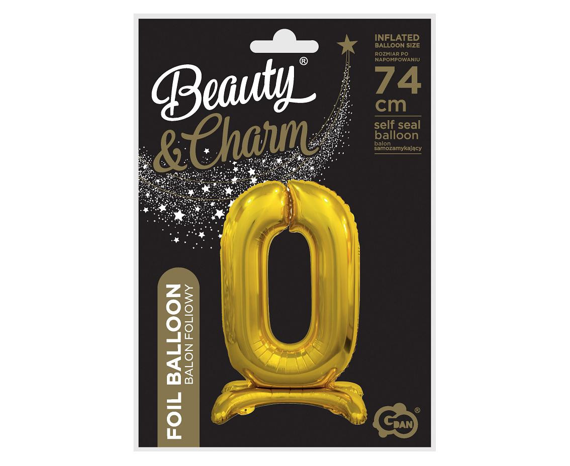 B&C standing foil balloon Digit 0, gold, 74 cm