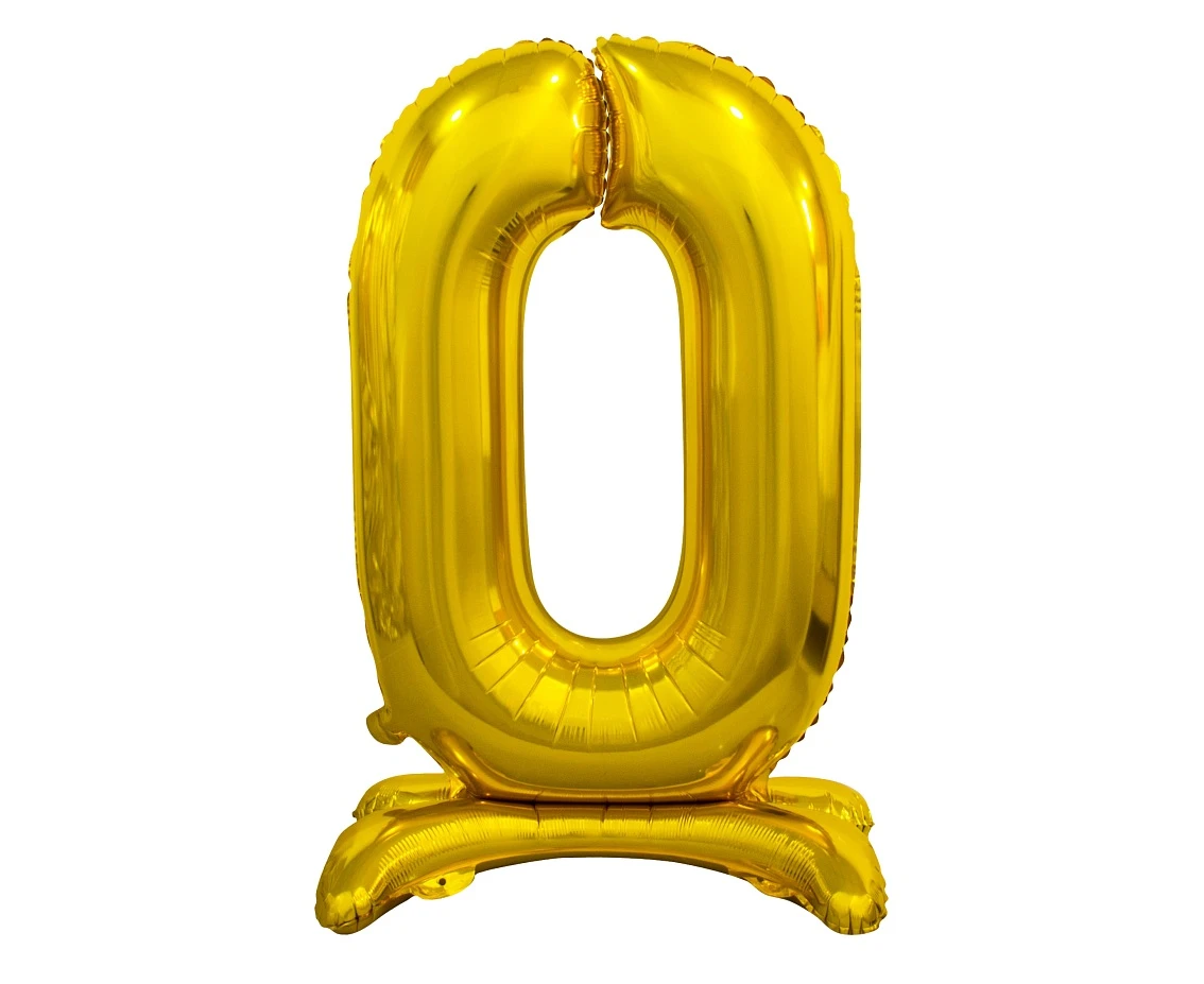 B&C standing foil balloon Digit 0, gold, 74 cm