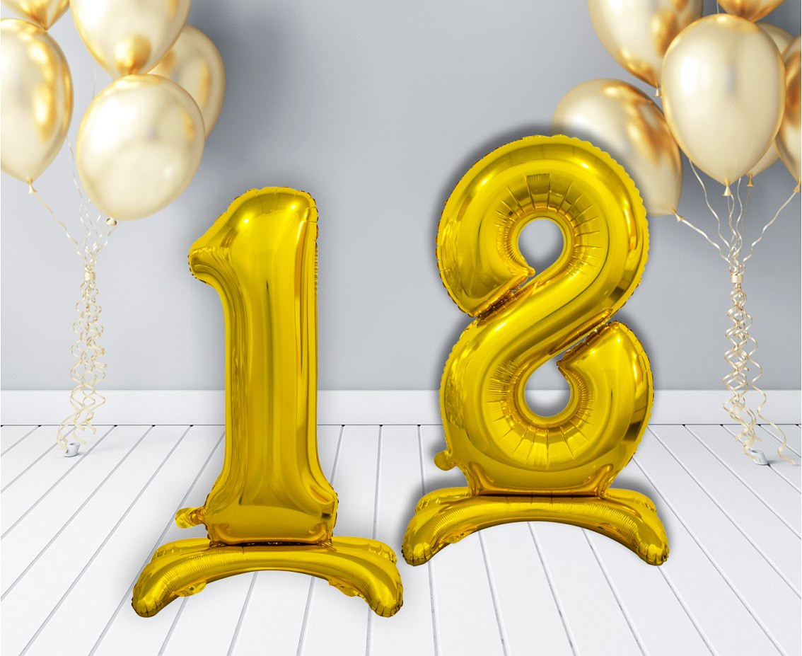 B&C standing foil balloon Digit 1, gold, 74 cm