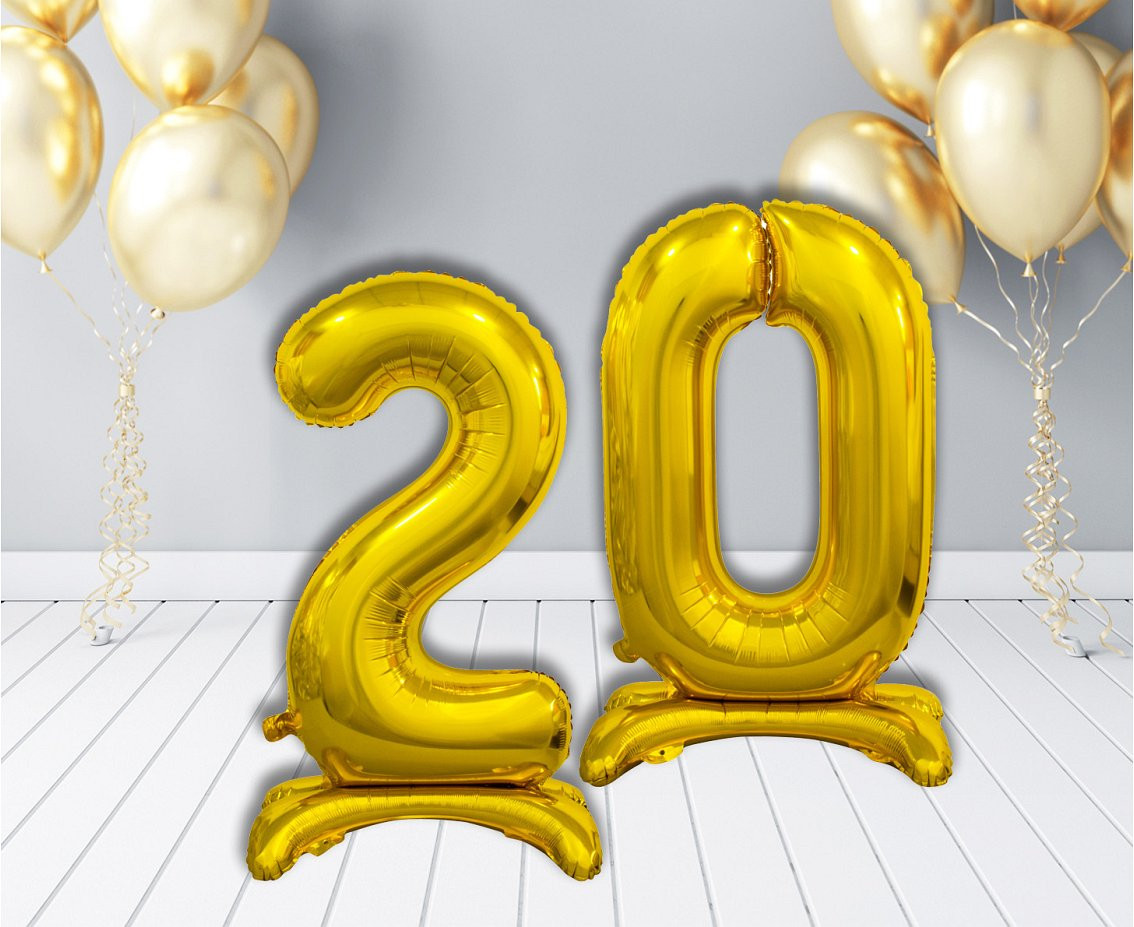 B&C standing foil balloon Digit 2, gold, 74 cm