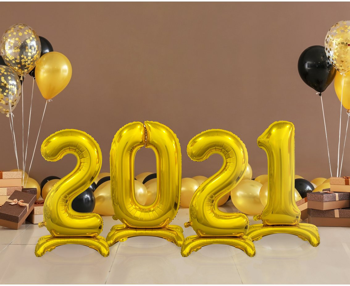 B&C standing foil balloon Digit 2, gold, 74 cm