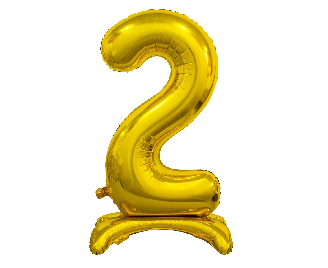 B&C standing foil balloon Digit 2, gold, 74 cm