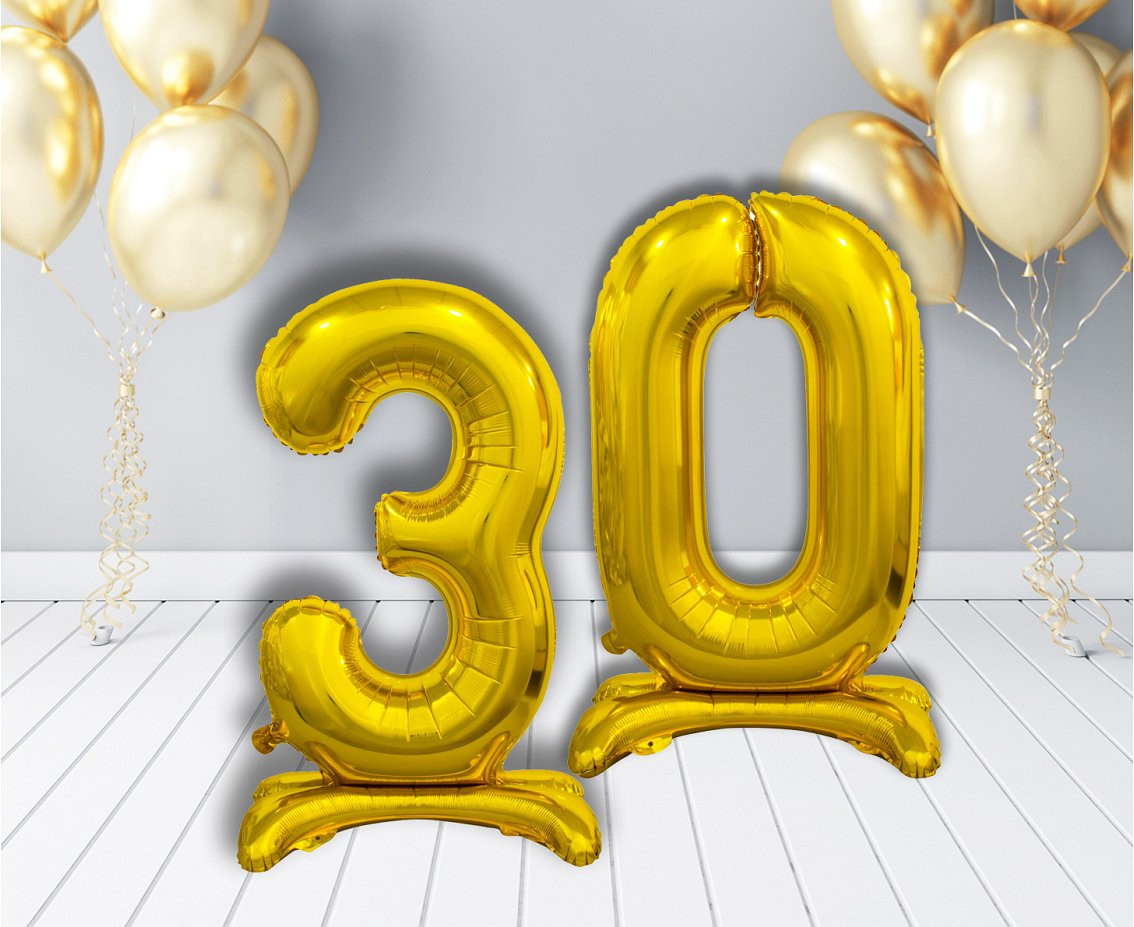 B&C standing foil balloon Digit 3, gold, 74 cm