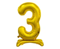 B&C standing foil balloon Digit 3, gold, 74 cm