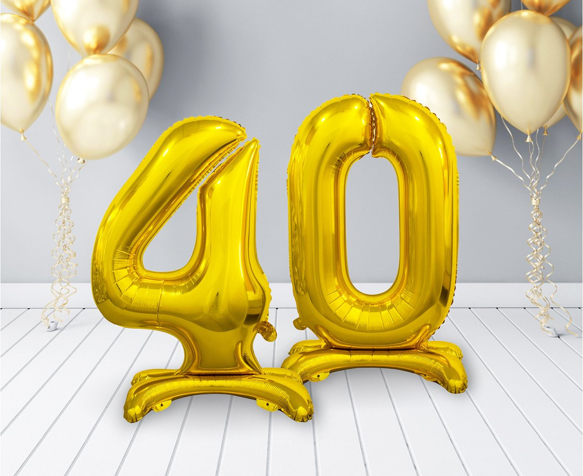 B&C standing foil balloon Digit 4, gold, 74 cm