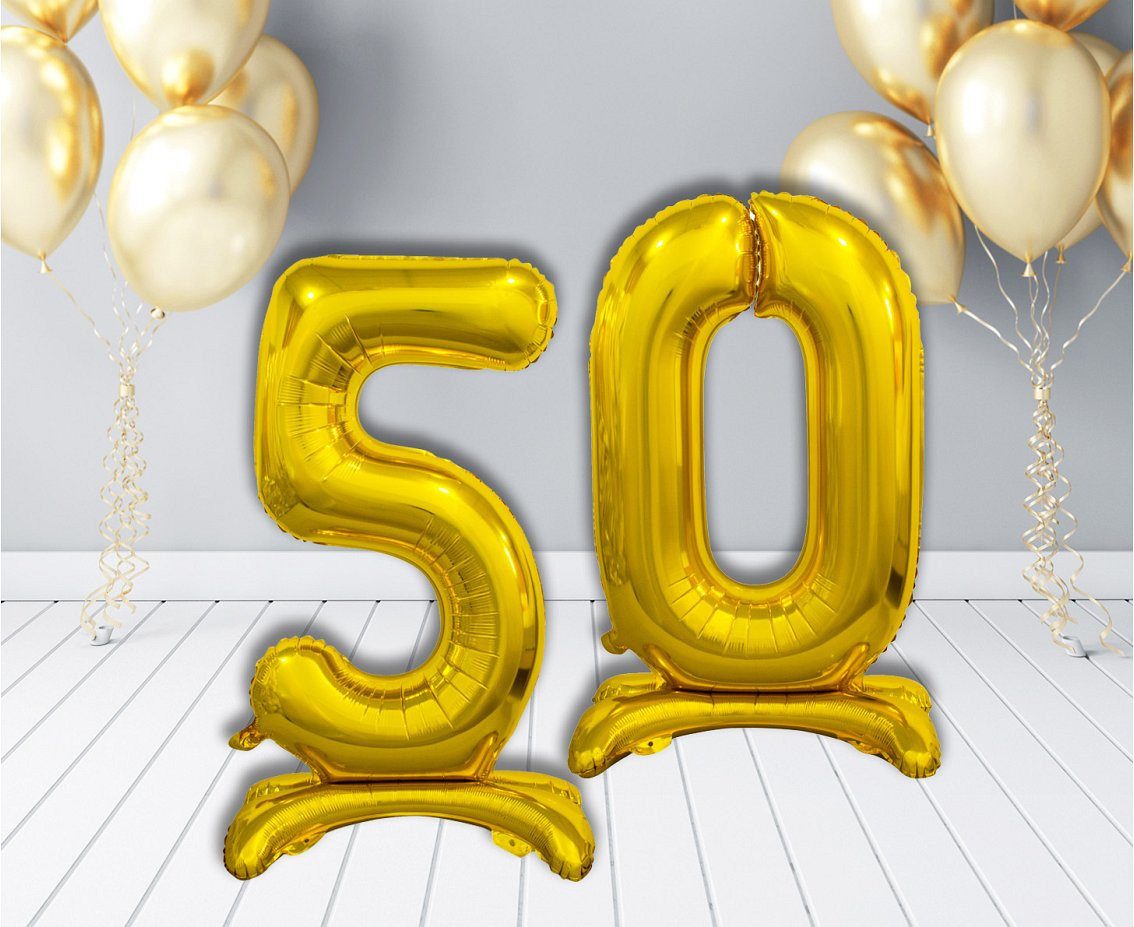 B&C standing foil balloon Digit 5, gold, 74 cm