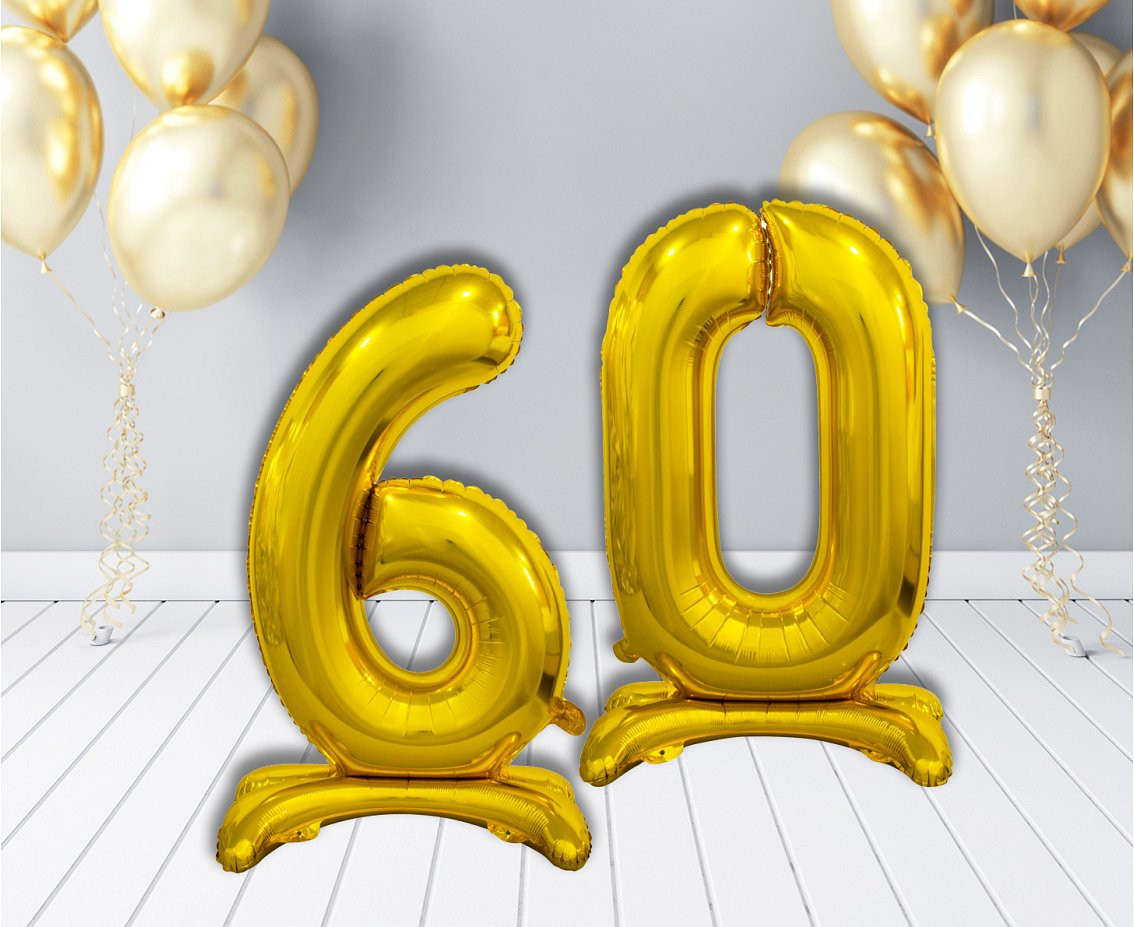 B&C standing foil balloon Digit 6, gold, 74 cm