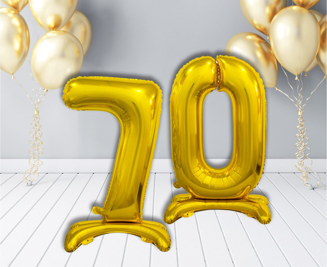 B&C standing foil balloon Digit 7, gold, 74 cm