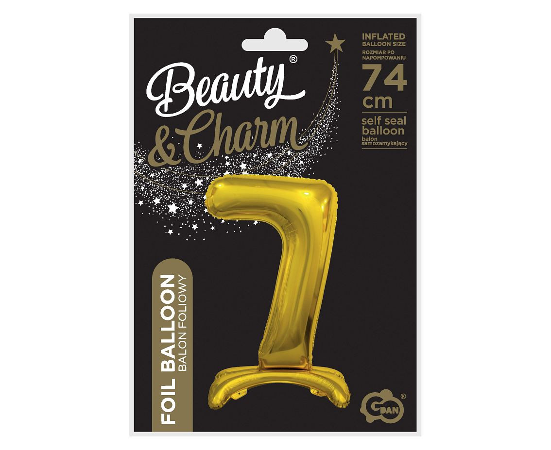B&C standing foil balloon Digit 7, gold, 74 cm