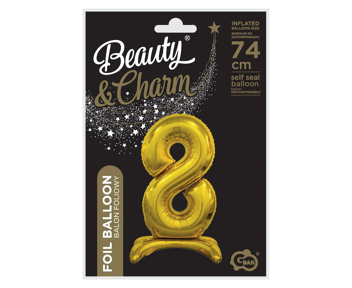 B&C standing foil balloon Digit 8, gold, 74 cm