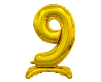 B&C standing foil balloon Digit 9, gold, 74 cm