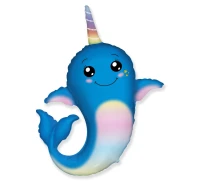 Foil balloon 24" FX - Narwhal,  unpacked (flat)