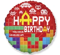Foil balloon 18" FX - Happy Birthday - BRICKS, unpacked (flat)