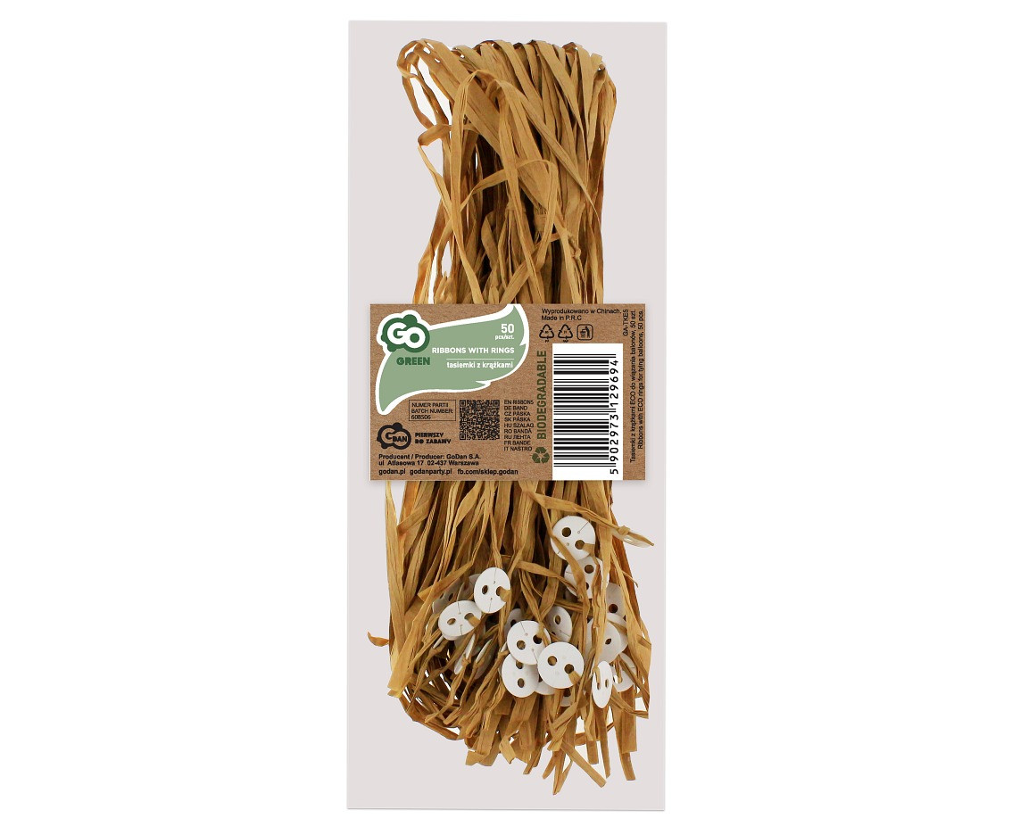 Ribbon with eco-friendly circles for tying balloons / 50 pcs EOL