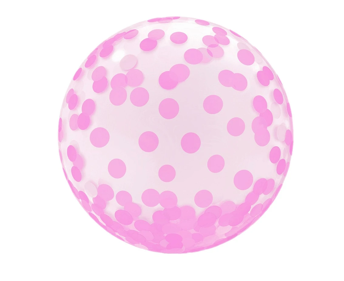 Aqua - Crystal balloon, pink dots, 18" EOL