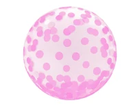 Aqua - Crystal balloon, pink dots, 18" EOL